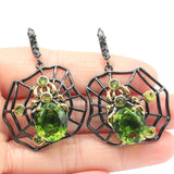 Spider Pendant Set with Green Peridot for Men, 13.5g