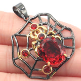 Spider Pendant & Earrings Set with Orange Spessartine Garnet for Men