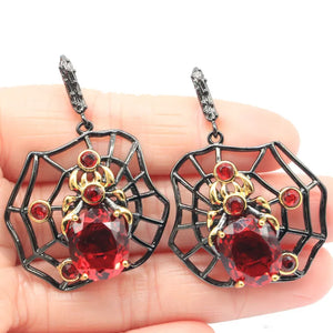 Spider Pendant & Earrings Set with Orange Spessartine Garnet for Men