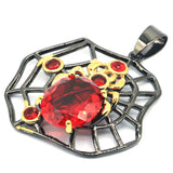 Spider Pendant & Earrings Set with Orange Spessartine Garnet for Men