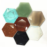 48*43mm Cubic Hexagonal Natural Stone Pendant for Necklaces - Sand Agates
