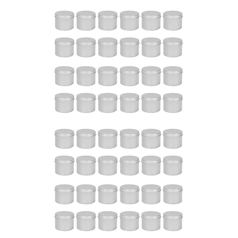 48 Pack Round Metal Tins Box Candle Tin Aluminum Jar Storage Empty Pot