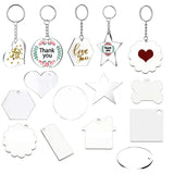 48 Pcs Acrylic Discs Keychain DIY Set Transparent Blank Kit Tassels Keyring