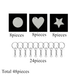 48 Pcs Acrylic Discs Keychain DIY Set Transparent Blank Kit Tassels Keyring