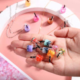 48-Piece Milk Tea Pendant Jewelry Set for DIY Earrings Key Chain Accessories