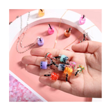 48-Piece DIY Milk Tea Pendant Set for Jewelry, Earrings, Key Chain Accessories
