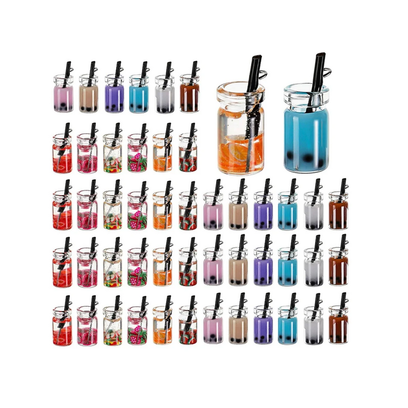 48-Piece DIY Milk Tea Pendant Set for Jewelry, Earrings, Key Chain Accessories