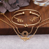 48Pcs Charm Bracelets Sets Women Twist Knot Leaf Beads Open Bangle