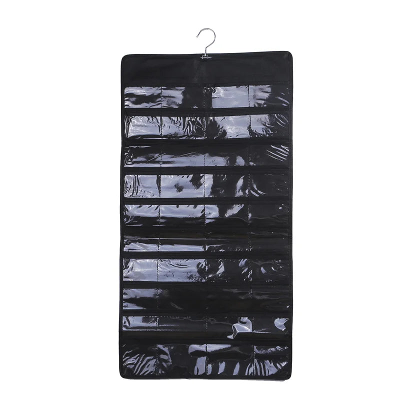 48 Pockets Hanging Jewelry Organizer Storage Bag Double Sided Non-woven Foldable