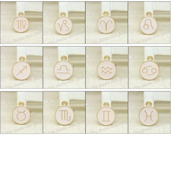 48 pcs Zodiac Pendant Charms Alloy Floating DIY Jewelry Findings