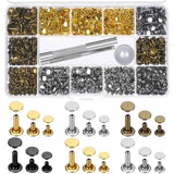 480 Sets Leather Rivets Double Cap Rivet with Tool Kit for Leather Craft