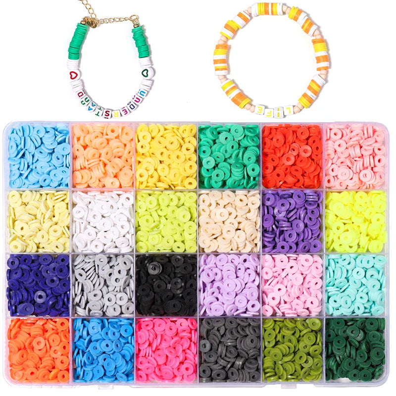 4800PCS Clay Beads 6mm 24 Colors Polymer Spacer Beads DIY Jewelry Making