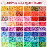 Polymer Clay Beads Set 48 Rainbow Flat Chip Beads For Boho Bracelet Necklace