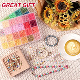 Polymer Clay Beads Set 48 Rainbow Flat Chip Beads For Boho Bracelet Necklace