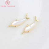 24K Brass Natural Shell Fish Shape Pendants DIY Jewelry Making Findings