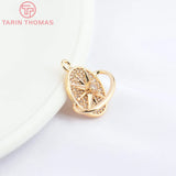 2PCS 14.5x11MM 24K Brass Zircon Planet Charms Pendants High DIY Jewelry