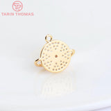2PCS 14.5x11MM 24K Brass Zircon Planet Charms Pendants High DIY Jewelry