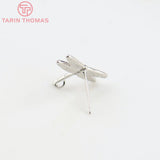 10PCS 16x11MM Dragonfly Stud Earrings Platinum Brass DIY Jewelry Findings