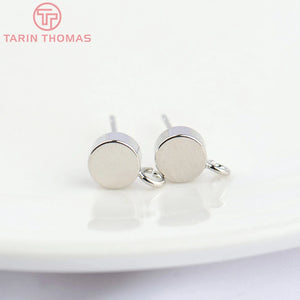 10PCS 6MM Platinum Brass Round Stud Earrings DIY Jewelry Findings