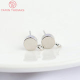 10PCS 6MM Platinum Brass Round Stud Earrings DIY Jewelry Findings