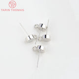 10PCS 6MM Platinum Brass Round Stud Earrings DIY Jewelry Findings