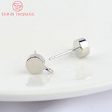 10PCS 6MM Platinum Brass Round Stud Earrings DIY Jewelry Findings