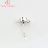 10PCS 6MM Platinum Brass Round Stud Earrings DIY Jewelry Findings
