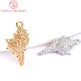 6PCS 9x14MM 24K Brass Conch Charms Pendants for DIY Jewelry Making