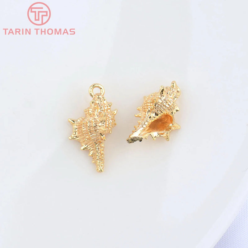 6PCS 9x14MM 24K Brass Conch Charms Pendants for DIY Jewelry Making