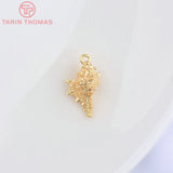 6PCS 9x14MM 24K Brass Conch Charms Pendants for DIY Jewelry Making