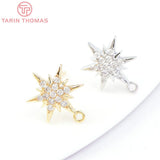 4PCS 24K Brass Zircon Star Stud Earrings DIY Jewelry Findings