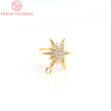 4PCS 24K Brass Zircon Star Stud Earrings DIY Jewelry Findings