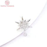 4PCS 24K Brass Zircon Star Stud Earrings DIY Jewelry Findings