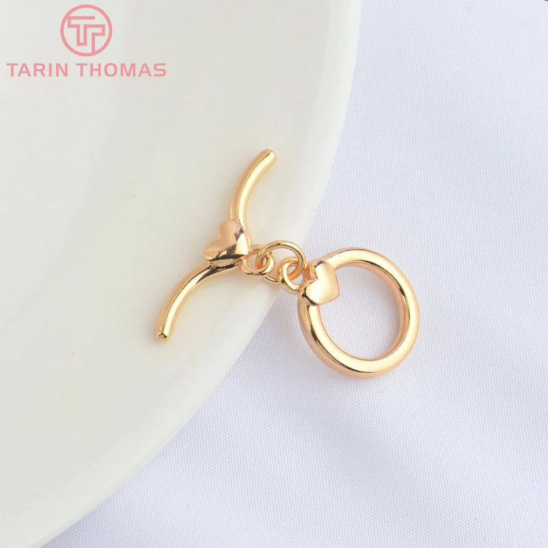 6 Sets 13x14MM 24K Brass Bracelet O Toggle Clasps DIY Jewelry Making Findings