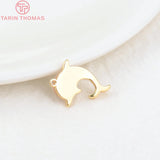 4PCS 12x15MM 24K Brass Shell Dolphin Charms