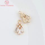 10PCS 9x13MM 24K Champagne Brass Zircon Charms Pendants for Jewelry Making