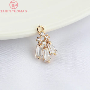 10PCS 9x13MM 24K Champagne Brass Zircon Charms Pendants for Jewelry Making