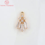 10PCS 9x13MM 24K Champagne Brass Zircon Charms Pendants for Jewelry Making
