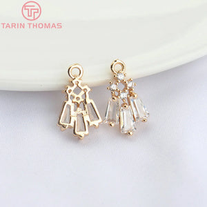 10PCS 9x13MM 24K Champagne Brass Zircon Charms Pendants for Jewelry Making