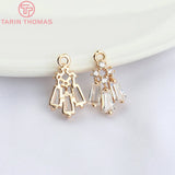 10PCS 9x13MM 24K Champagne Brass Zircon Charms Pendants for Jewelry Making