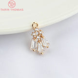 10PCS 9x13MM 24K Champagne Brass Zircon Charms Pendants for Jewelry Making