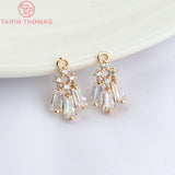 10PCS 9x13MM 24K Champagne Brass Zircon Charms Pendants for Jewelry Making
