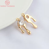 4PCS 8x17MM 24K Brass Zircon Water Droplets Pendants for Jewelry Making