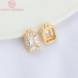 4PCS 7x9MM 24K Brass Rectangle Charms Pendants DIY Jewelry Findings
