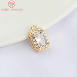 4PCS 7x9MM 24K Brass Rectangle Charms Pendants DIY Jewelry Findings