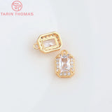 4PCS 7x9MM 24K Brass Rectangle Charms Pendants DIY Jewelry Findings