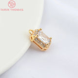 4PCS 7x9MM 24K Brass Rectangle Charms Pendants DIY Jewelry Findings