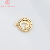 4PCS 11.5MM 24K Brass Zircon Planet Charms Pendants DIY Jewelry Findings