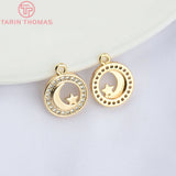 4PCS 11.5MM 24K Brass Zircon Planet Charms Pendants DIY Jewelry Findings