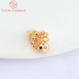 6PCS 9.5x15MM 24K Brass Zircon Bell Charms Pendants DIY Jewelry Findings